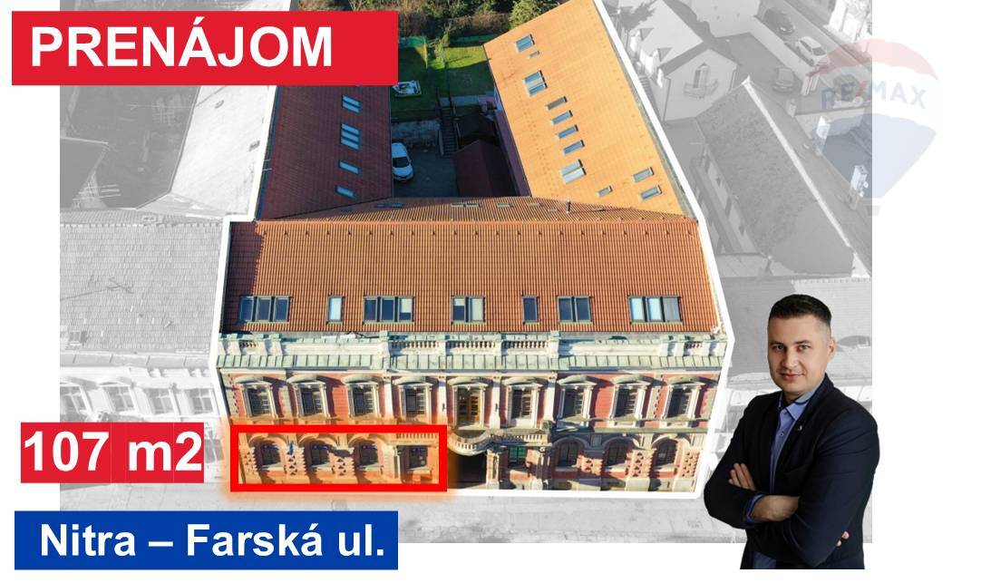 Obchodno prevádzkové priestory 107 m2, centrum Nitra