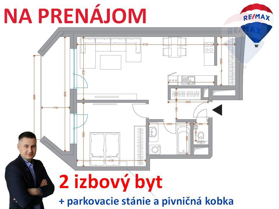 Prenájom bytu (2 izbový) 55 m2, Nitra  -  Prenájom 2 izb byt Tabáň - Nitra