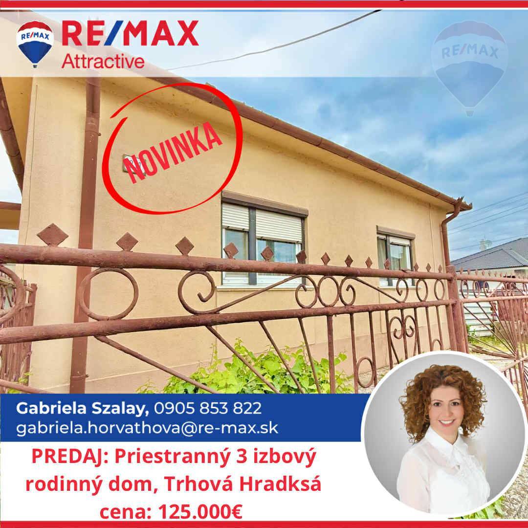 Predaj: priestranný, 3 izbový rodinný dom, s veľkým pozemkom - 950m2,Trhová Hradská, Dunajská Streda