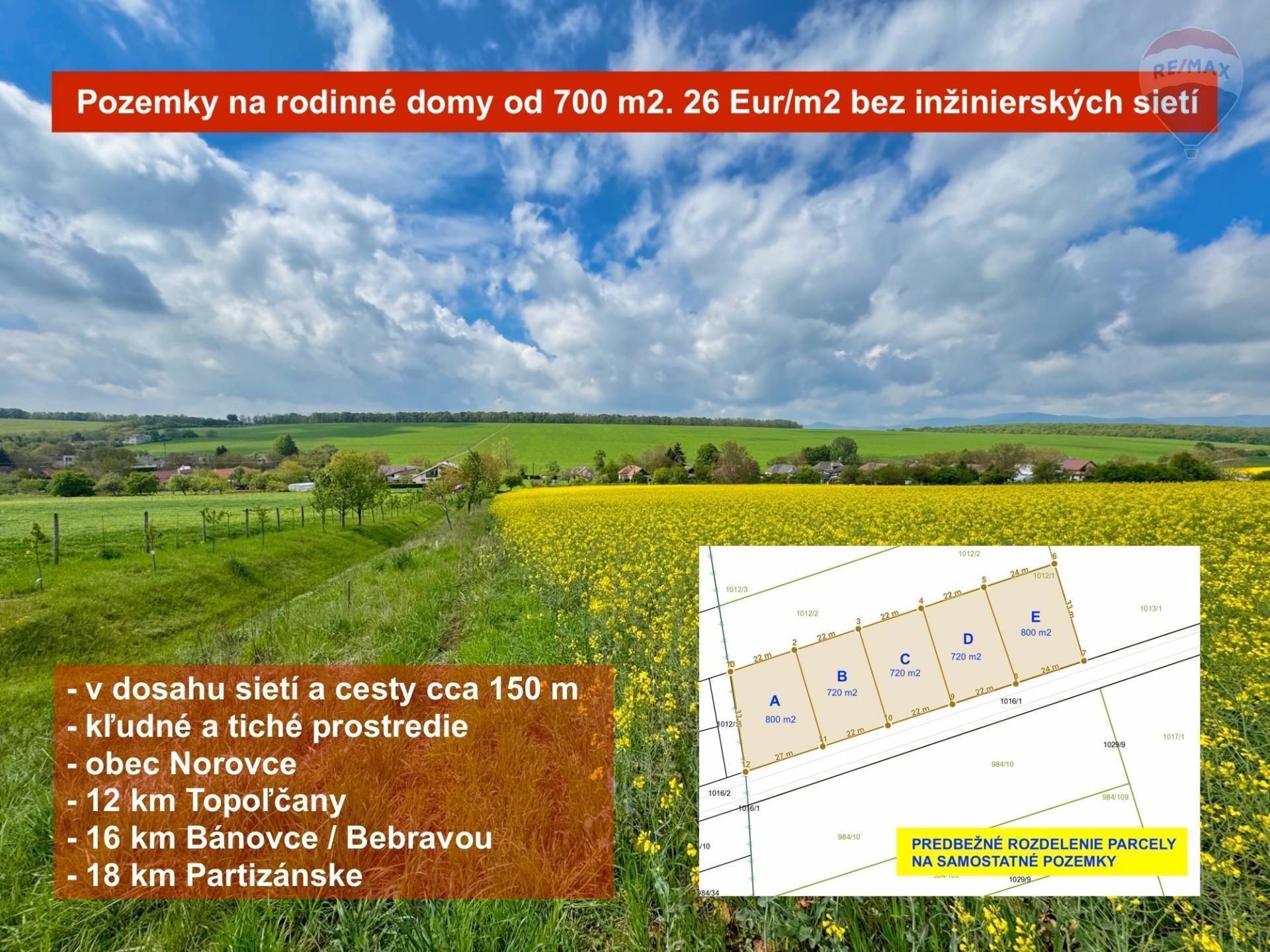 Pripravované, nové pozemky v Norovciach – ideálne rozmery, výhodná cena, rezervujte si ten svoj!