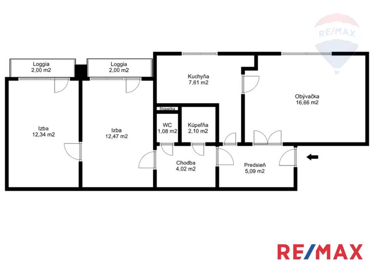 Predaj bytu (3 izbový) 66 m2, Prievidza  -