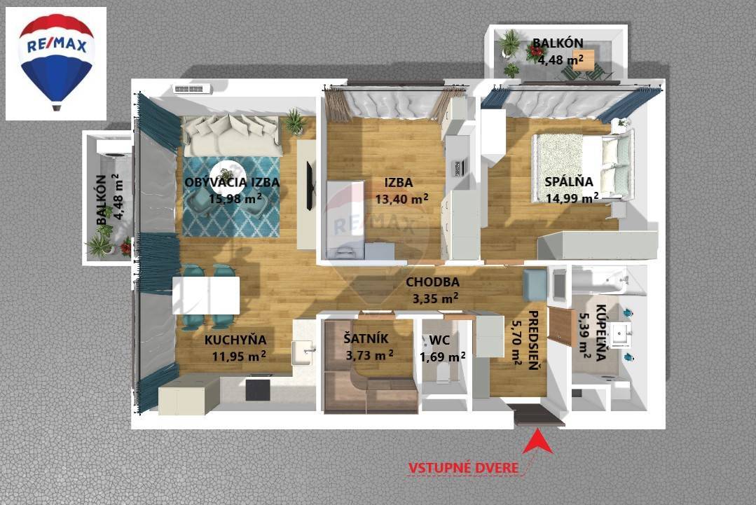 Prenájom bytu (3 izbový) 85 m2, Trnava  -