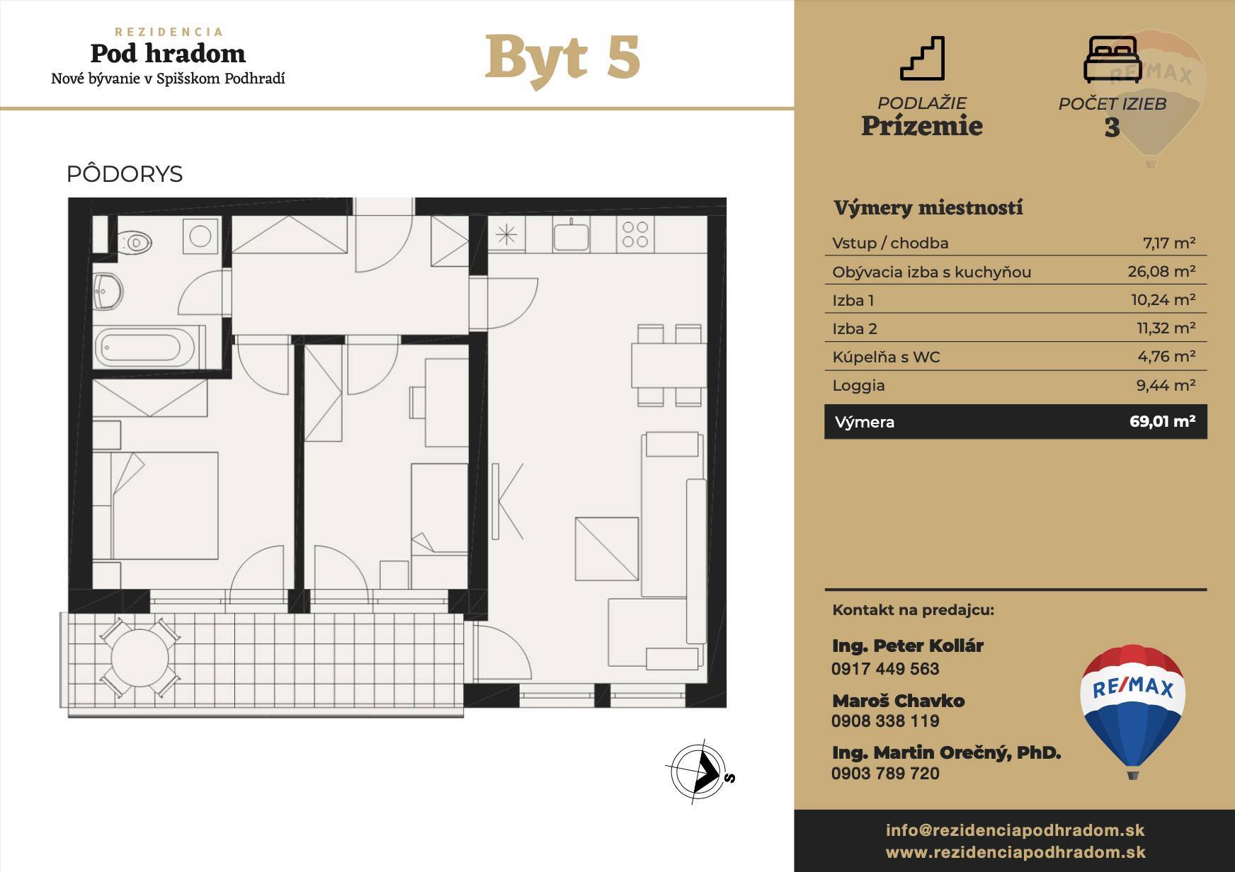 3 izbový byt na predaj, novostavba, projekt Rezidencia Pod Hradom