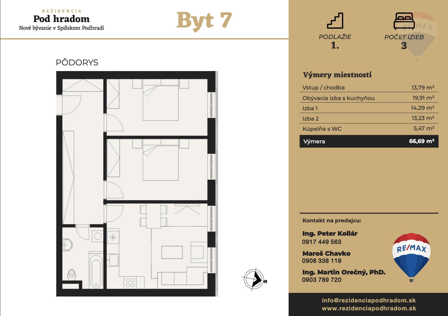3 izbový byt na predaj, novostavba, projekt Rezidencia Pod Hradom