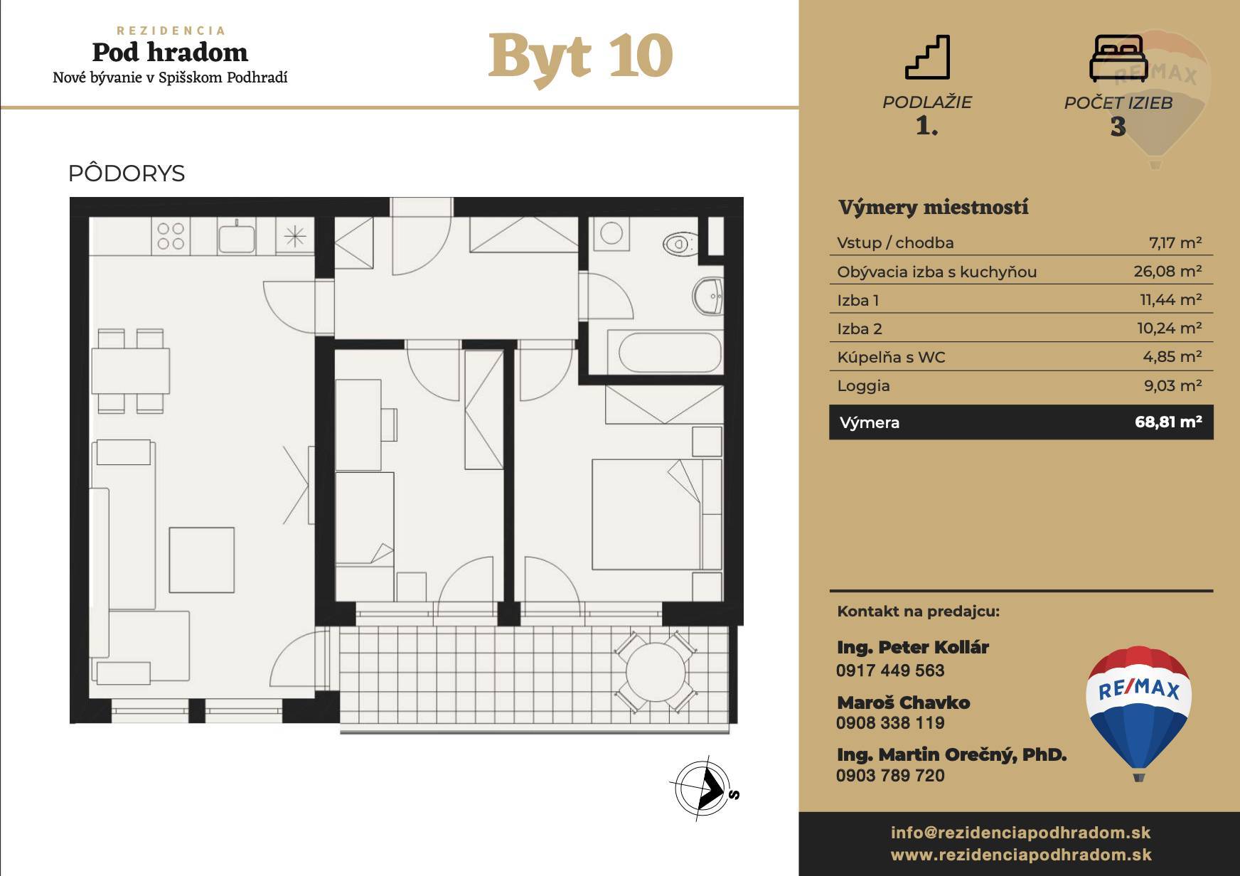 3 izbový byt na predaj, novostavba, projekt Rezidencia Pod Hradom