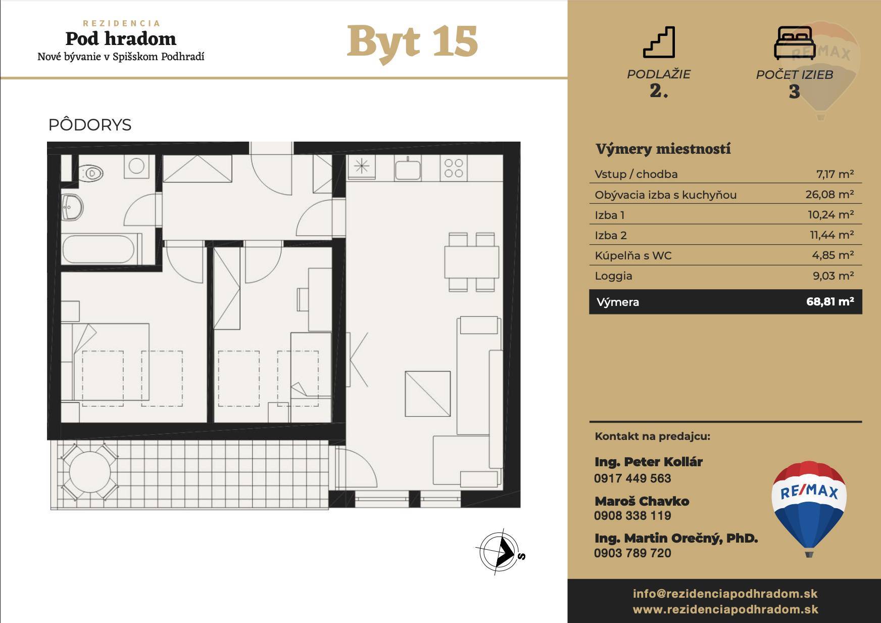 3 izbový byt na predaj, novostavba, projekt Rezidencia Pod Hradom