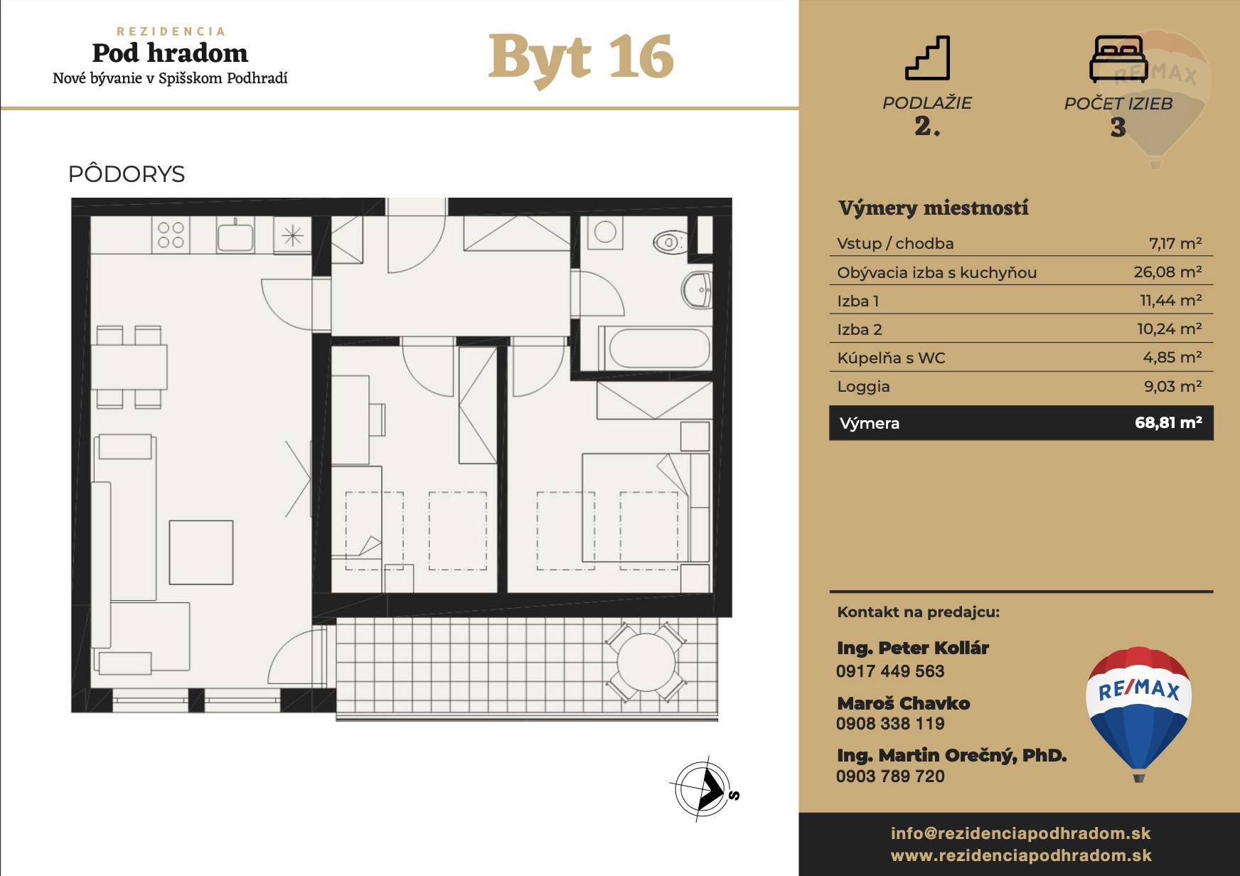 3 izbový byt na predaj, novostavba, projekt Rezidencia Pod Hradom