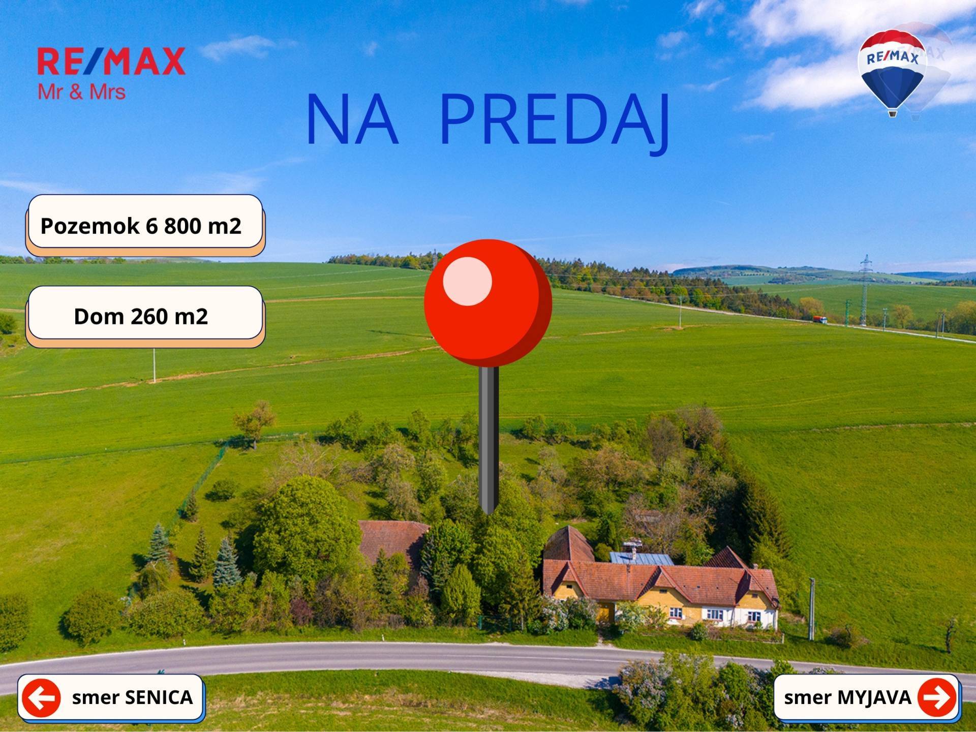 NA PREDAJ: Rodinný dom s veľkým pozemkom (6800 m2) a nádherným výhľadom – Myjava, Turá Lúka