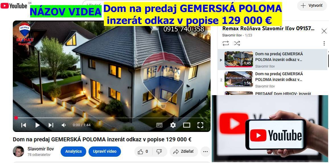 Dom Gemerská Poloma 8 izieb 2kuchyne 2kúpelne, pozemok 1037m2